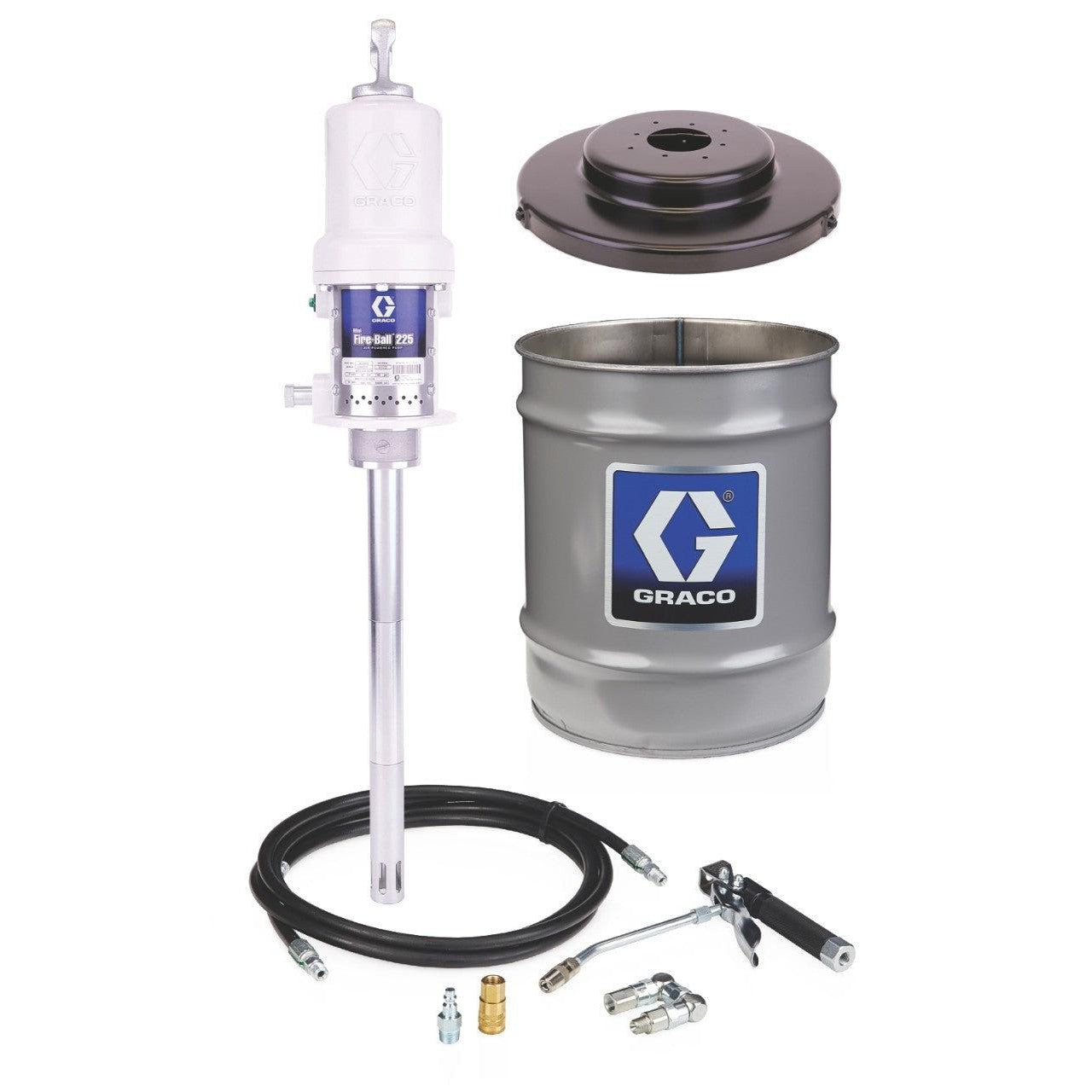 Mini Fire-Ball¨ 225 50:1 35 lb. and 50 lb. (16 kg and 23 kg) Grease Pump - Stationary Pail Dispenser Package