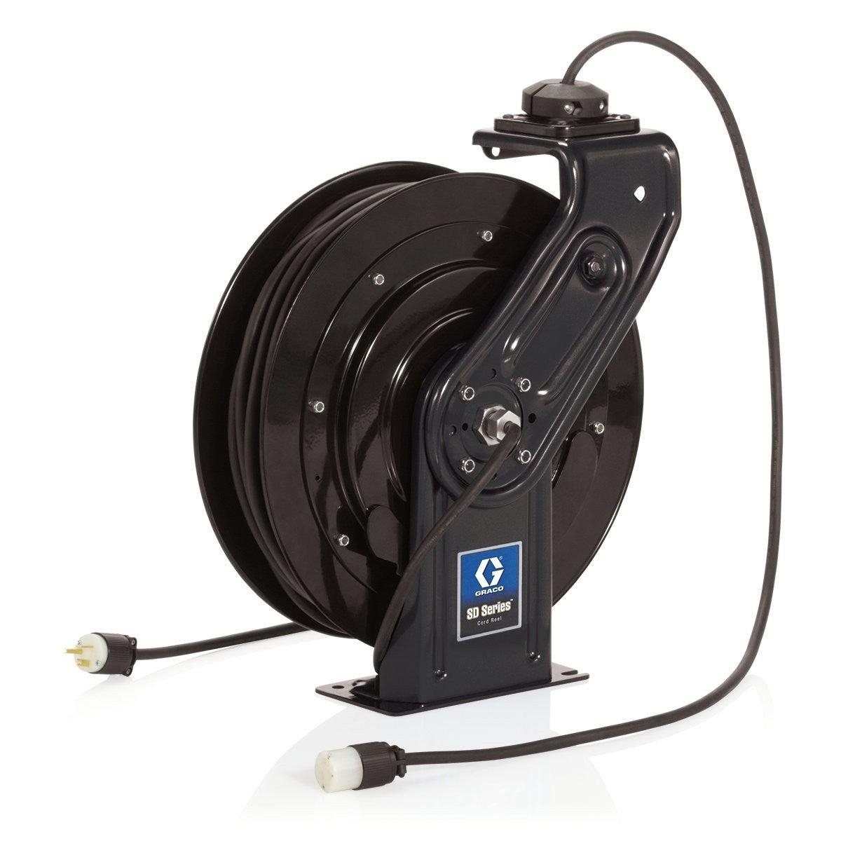 SDª 5 Series 230 Volt Cord Reel - Single Industrial Receptacle - 10 m, 10 Amp Cord - Black