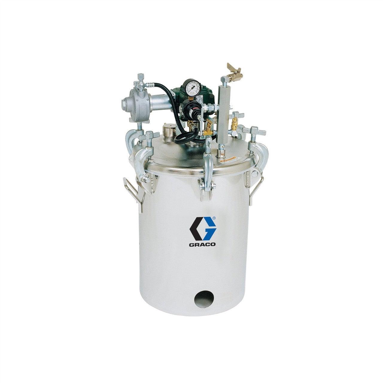 5 Gallon High Pressure (HVLP) Pot with Agitator, Regulated to 100 psi, ASME Rated, 30.5 in (77.5 cm), 74 lbs (34 kg), SST