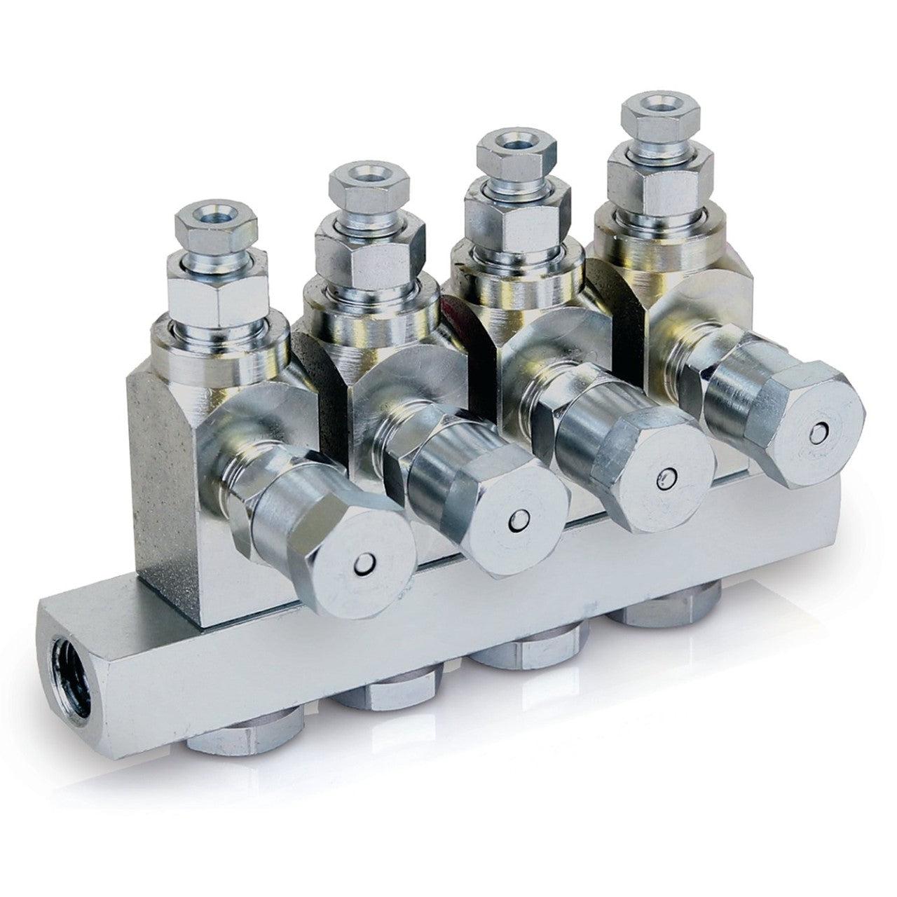 GL-32™ Grease Injector, 304 Stainless Steel, 4-Injector Manifold, 1/4 NPT