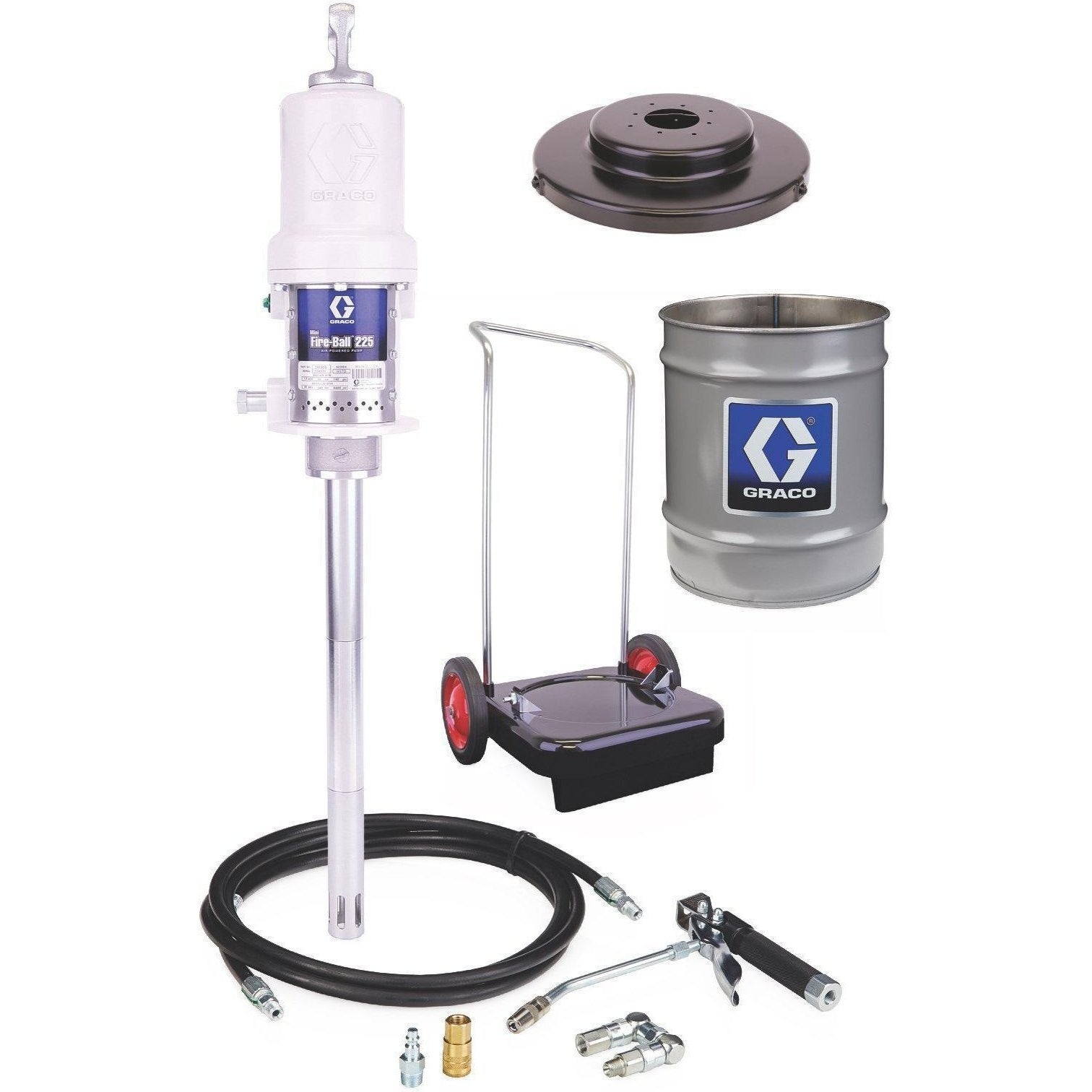 253385-Graco 253385 Mini Fire-Ball 225 50:1 35 Lb. Grease Pump With Dispense Kit, Handle, Pail, And Ce Kit-Order-Online-Fireball-Equipment