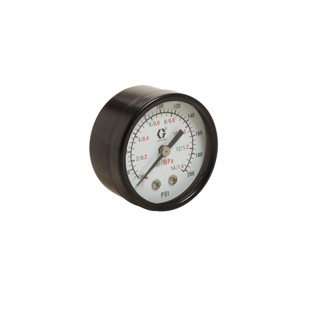 Low Pressure Air Gauge, back mount, 0-100 psi (0-7 bar) pressure range