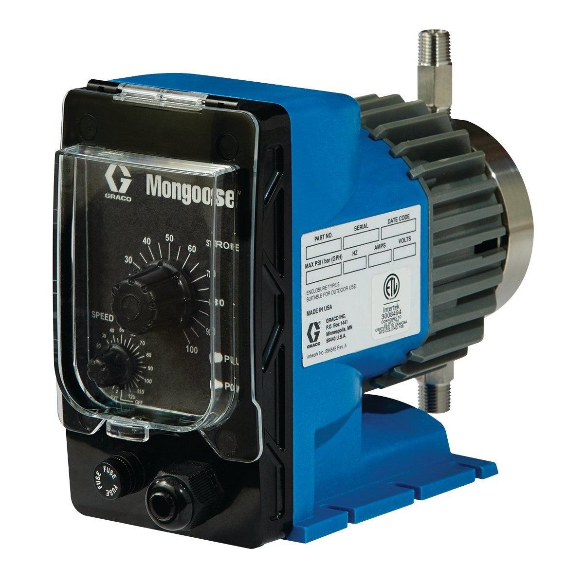 Mongooseª PVDF Metering Pump, 120 VAC, 30 GDP, 110 PSI