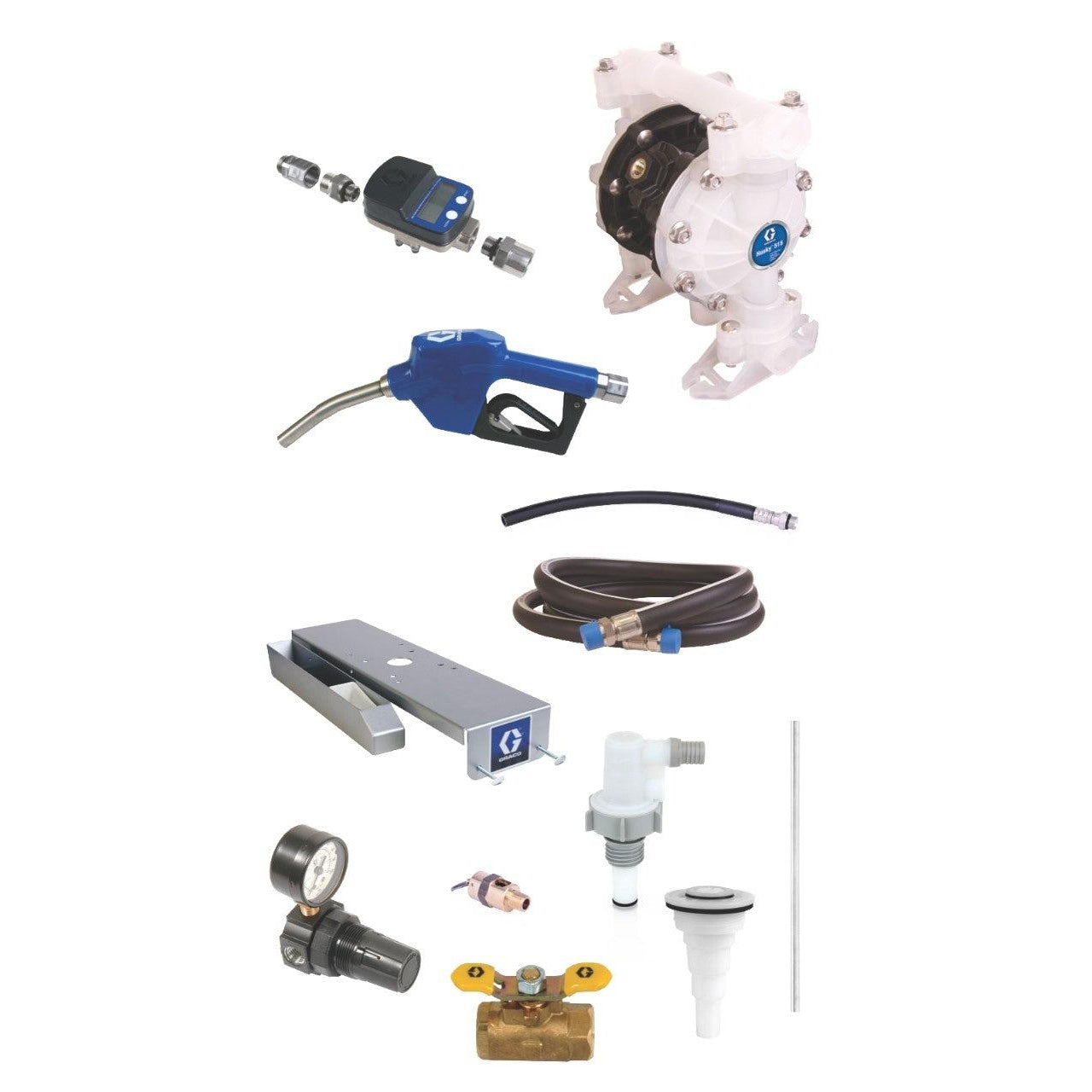 SDª Blue Pump Drum Package - 2 ft (0.61 m) Suction Hose Length - Automatic Nozzle - 3/4 in. BSPP Fittings