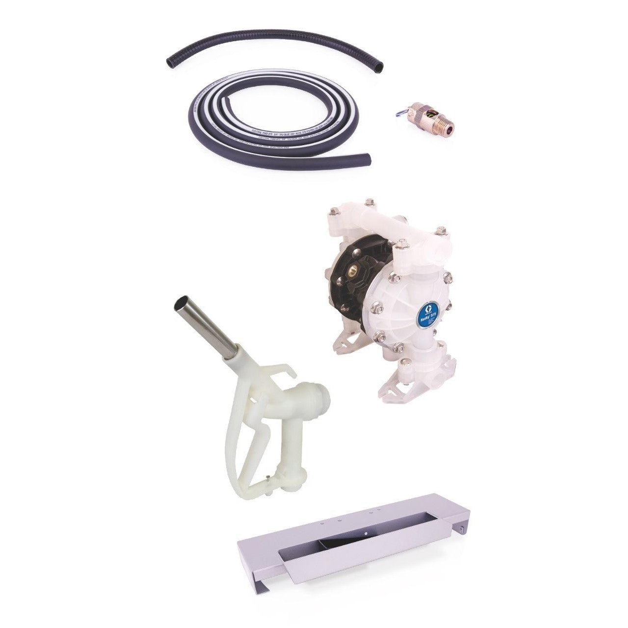SDª Blue Pump Drum Package - 2 ft (0.61 m) Suction Hose Length - Manual Nozzle - SST Clamp Fittings