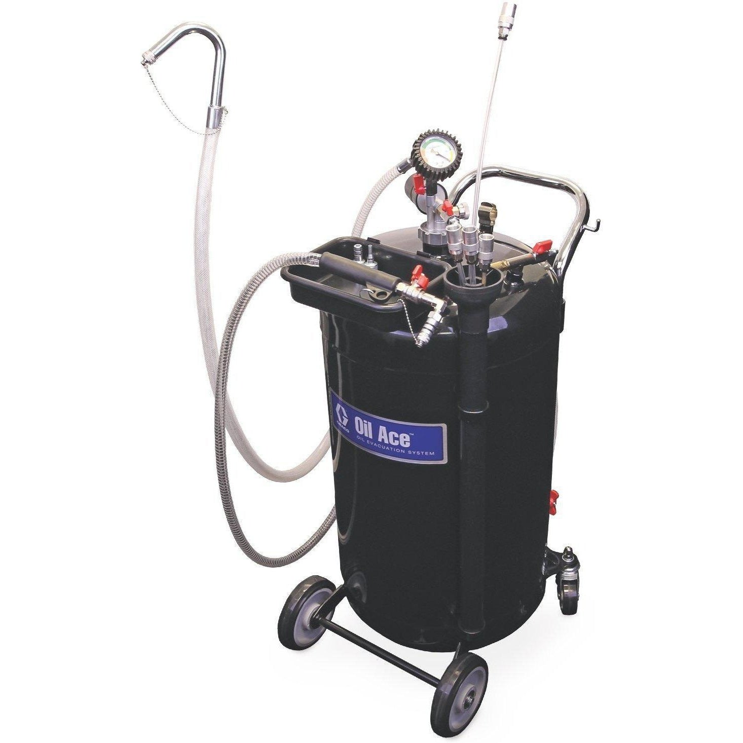 26C061-Graco 26C061 Waste Oil Evacuation System With 24 Gal (90 L) Steel Tank, Suction Probes And Adapters-Order-Online-Fireball-Equipment